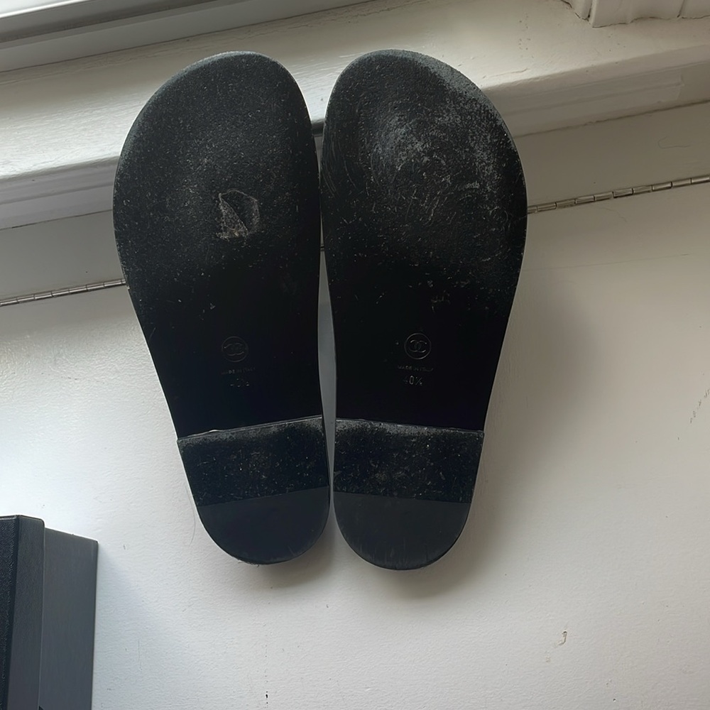 Size 40.5 CHANEL Black Lambskin DAD SLIDE sandals G45507 W/ receipt - Picture 7 of 16